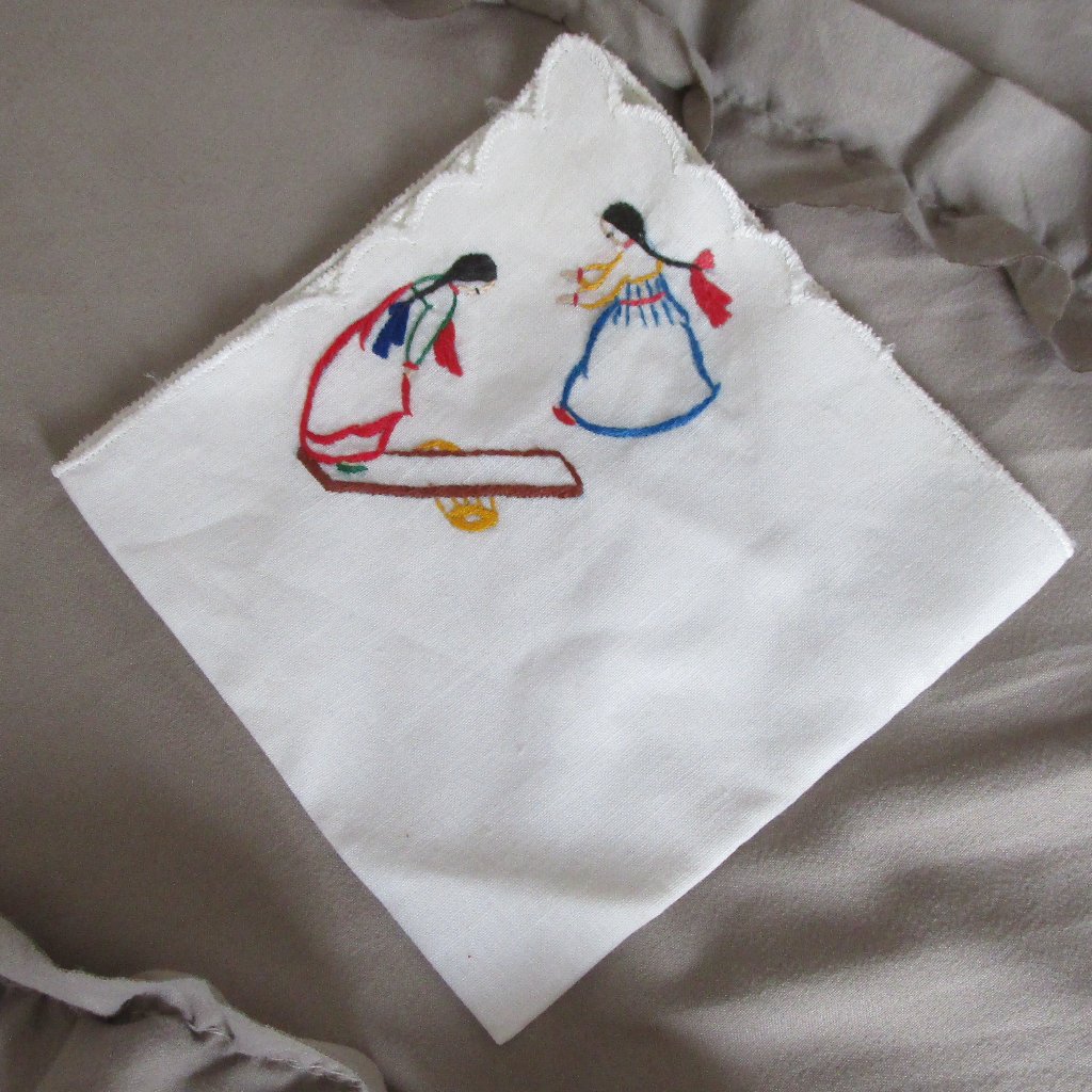 Vintage Embroidered Handkerchief Pocket Square